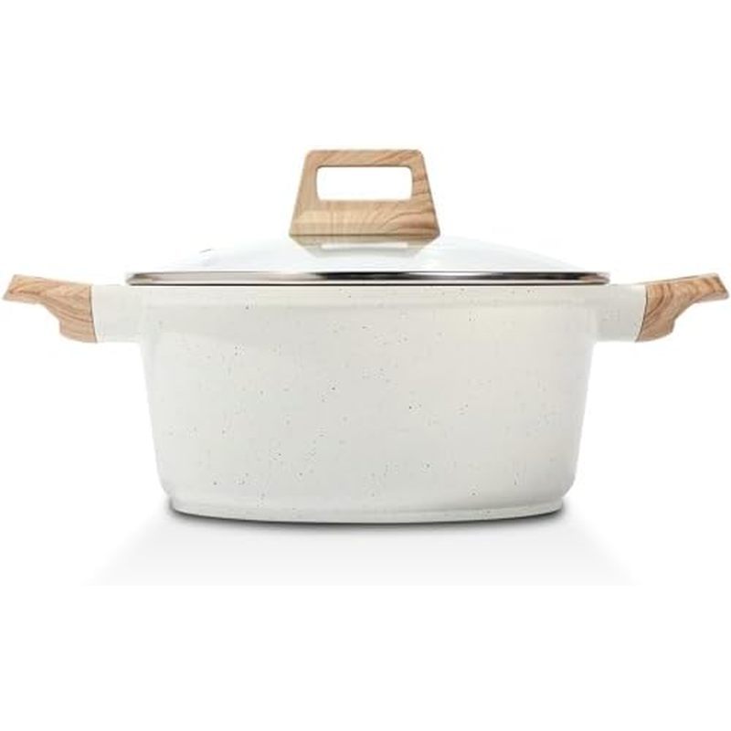 with Lid, 5 Quart Granite Casserole Large Soup Pot Pasta Cooking Pot, Induction Compatible, PTFE & P