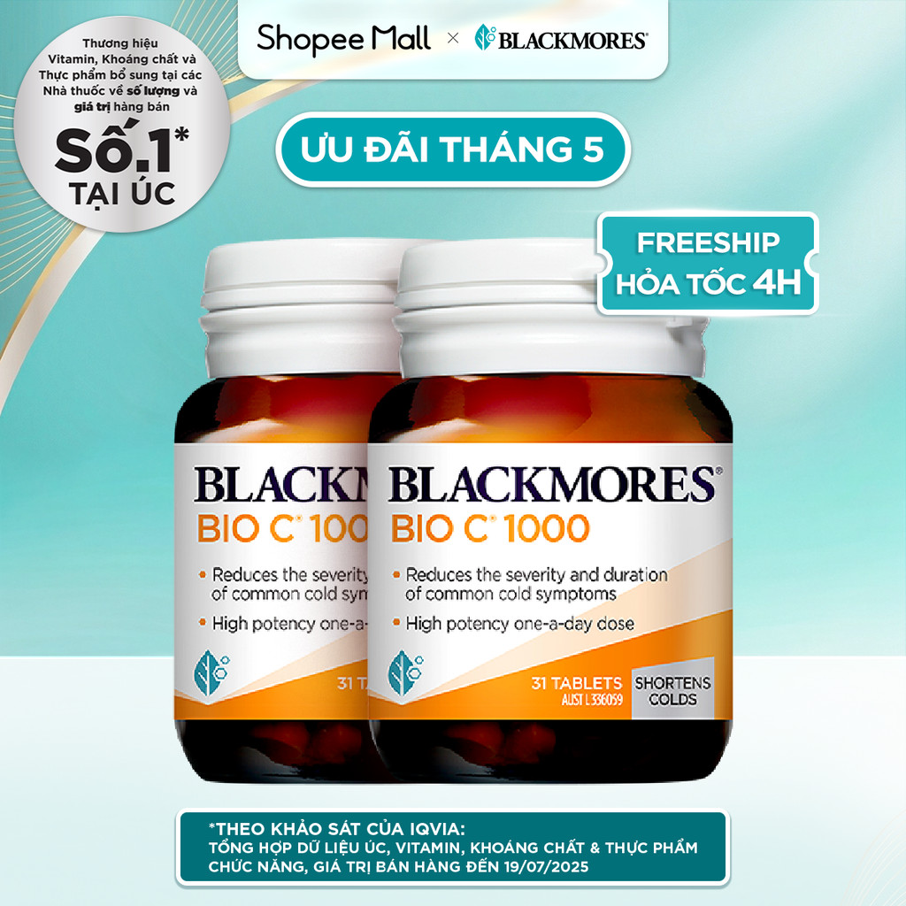 Combo 2 Viên Uống Bổ Sung Vitamin C Blackmores Bio C 1000mg 31 Viên/Lọ