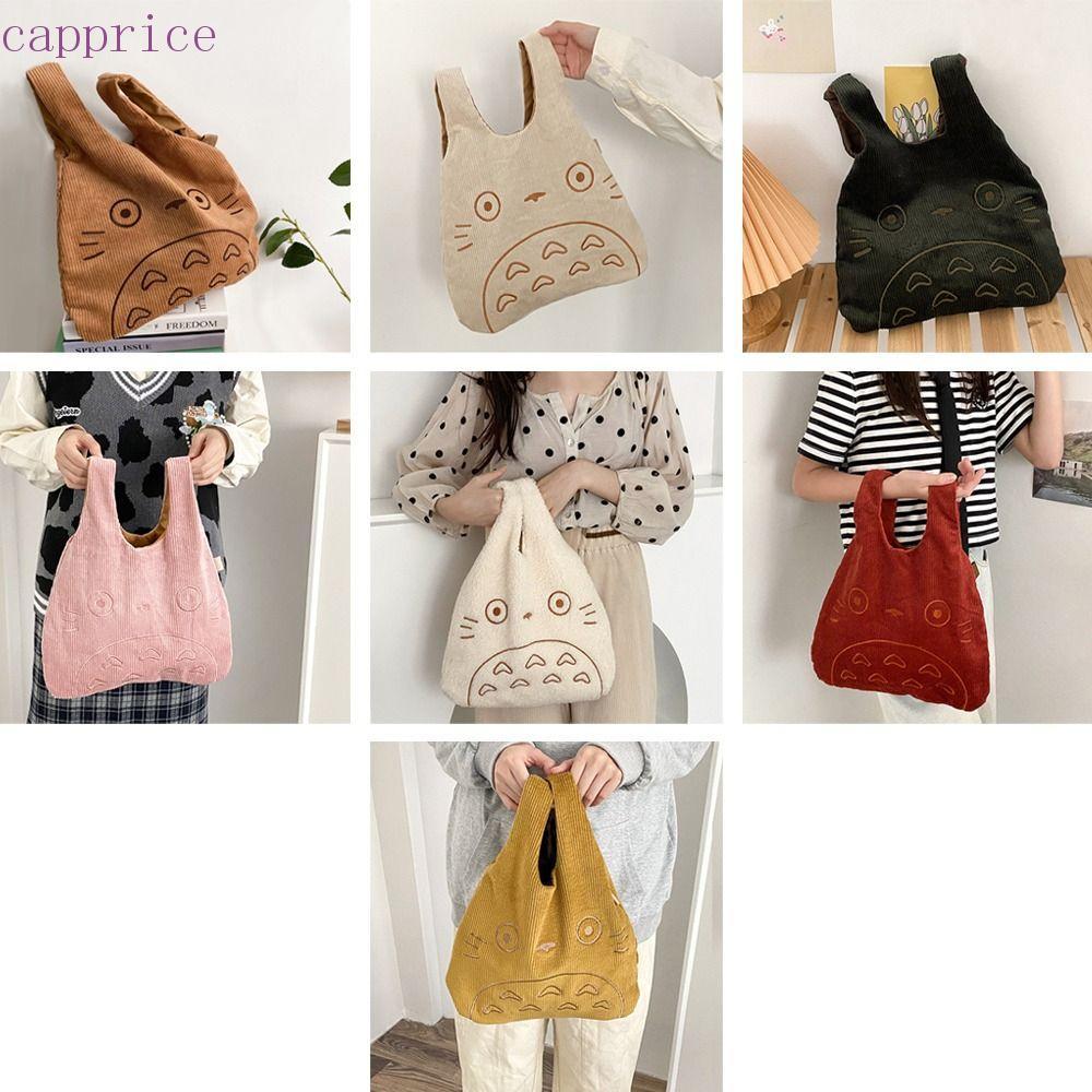 CAPPRICE Hoạt Hình Totoro Dành Cho Nữ Vải Cotton Lớn Shop Shop Thời Trang Vải Ví Túi Xách