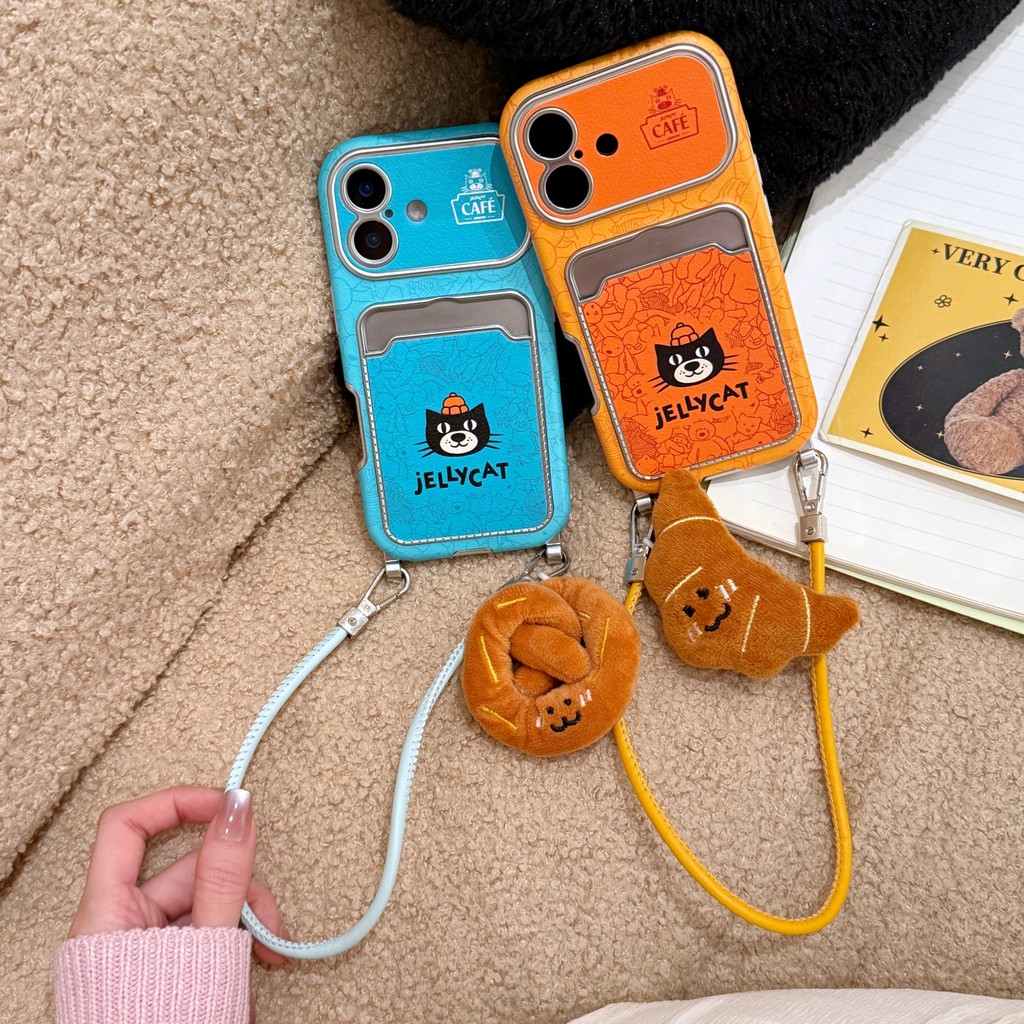 Jellycat Croissant Bánh Mì Cửa Sổ Lớn camera Lưng Đựng Thẻ TPU Cho Apple IPhone 17 16 15 14 Pro Max 