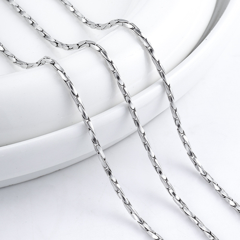 Thép không gỉ Slanted Flat-Face Chain Fine Chain DIY Vòng cổ & Vòng tay Chuỗi mịn Phụ kiện trang sức