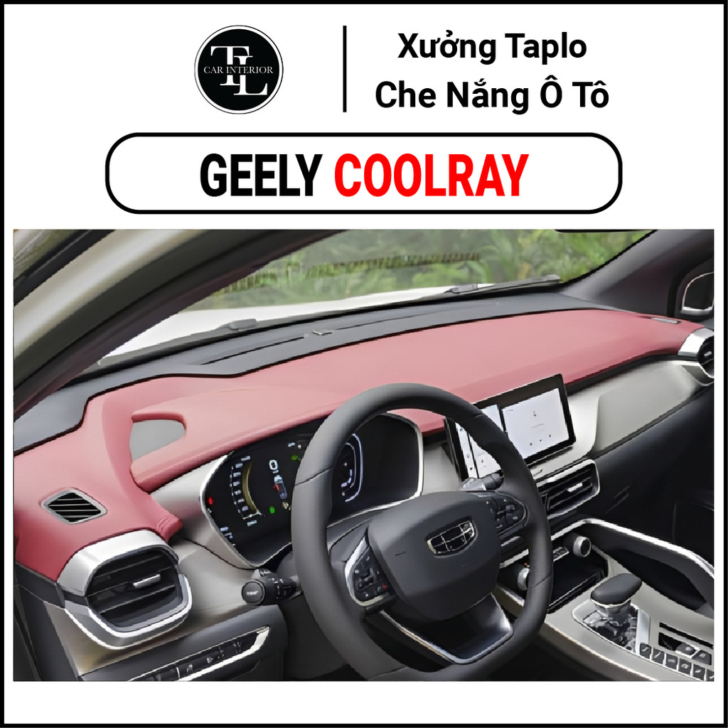 Thảm taplo GEELY COOLRAY, thảm taplo che nắng da carbon, da vân gỗ, nhung cừu cao cấp, chuẩn form