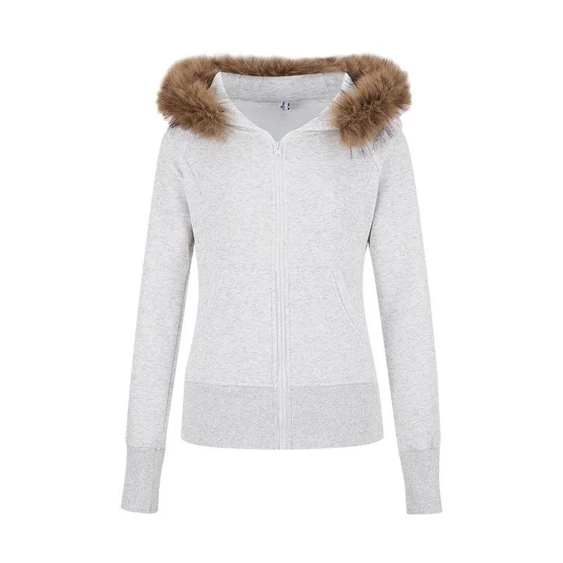 Áo khoác nữ cổ lông thú style retro