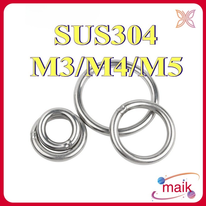 Vòng chữ O hàn rắn bằng thép Inox 304, vòng thép nâng, vòng kết nối võng yoga, vòng kéo tay thú cưng