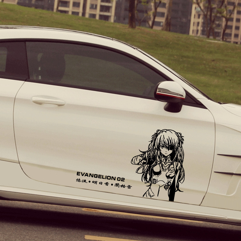 Neon Genesis Evangelion Asuka No. 2 nhân vật Bust Hollow Car Sticker EVA02 Phụ kiện ô tô Trang trí