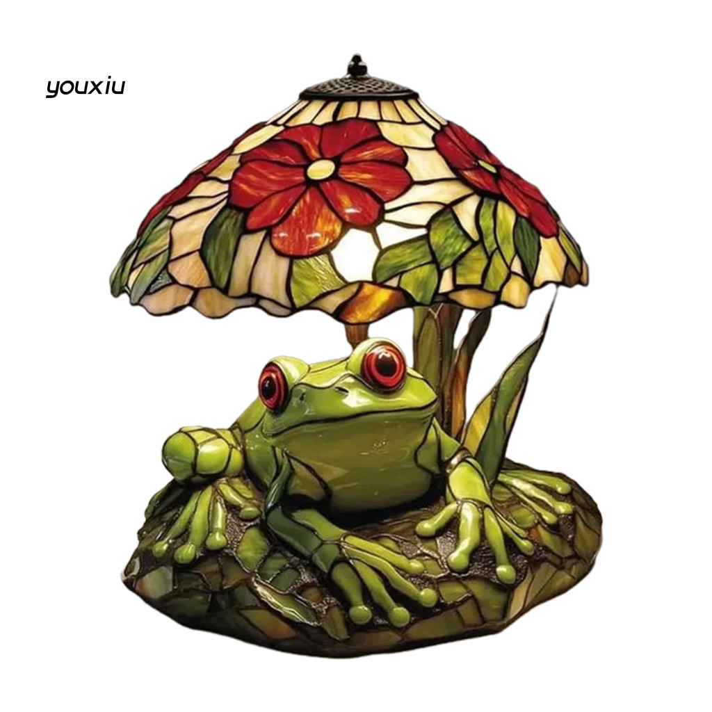 YX Leaf Accent Lotus Leaf Lamp Decor Handcrafted Frog Flower Resin Table Lamp – Đèn ngủ dễ thương vớ