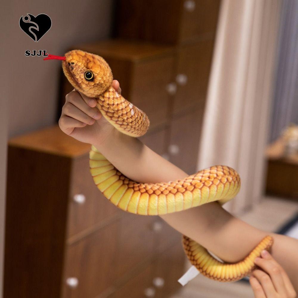 SJJL Đồ chơi sang trọng hình rắn mô phỏng, Đồ chơi sang trọng Anaconda giả năm con rắn, Hoạt hình co
