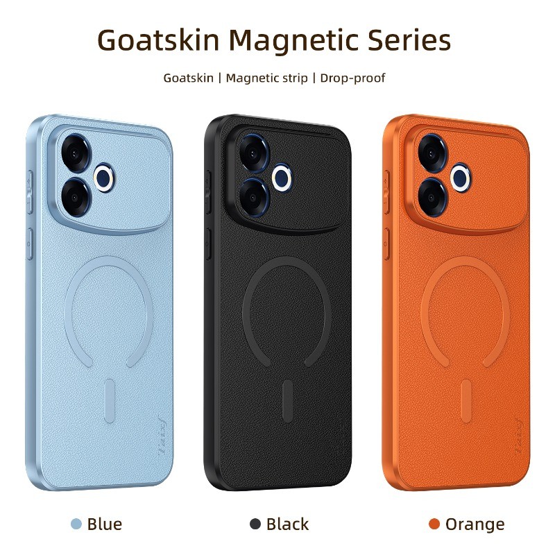 Ốp Lưng Cho OPPO A6s Pro Da Dê Từ Tính Sạc Không Dây Chống Sốc Cho OPPO A6s Pro Vỏ Bảo Vệ Ống Kính Ố