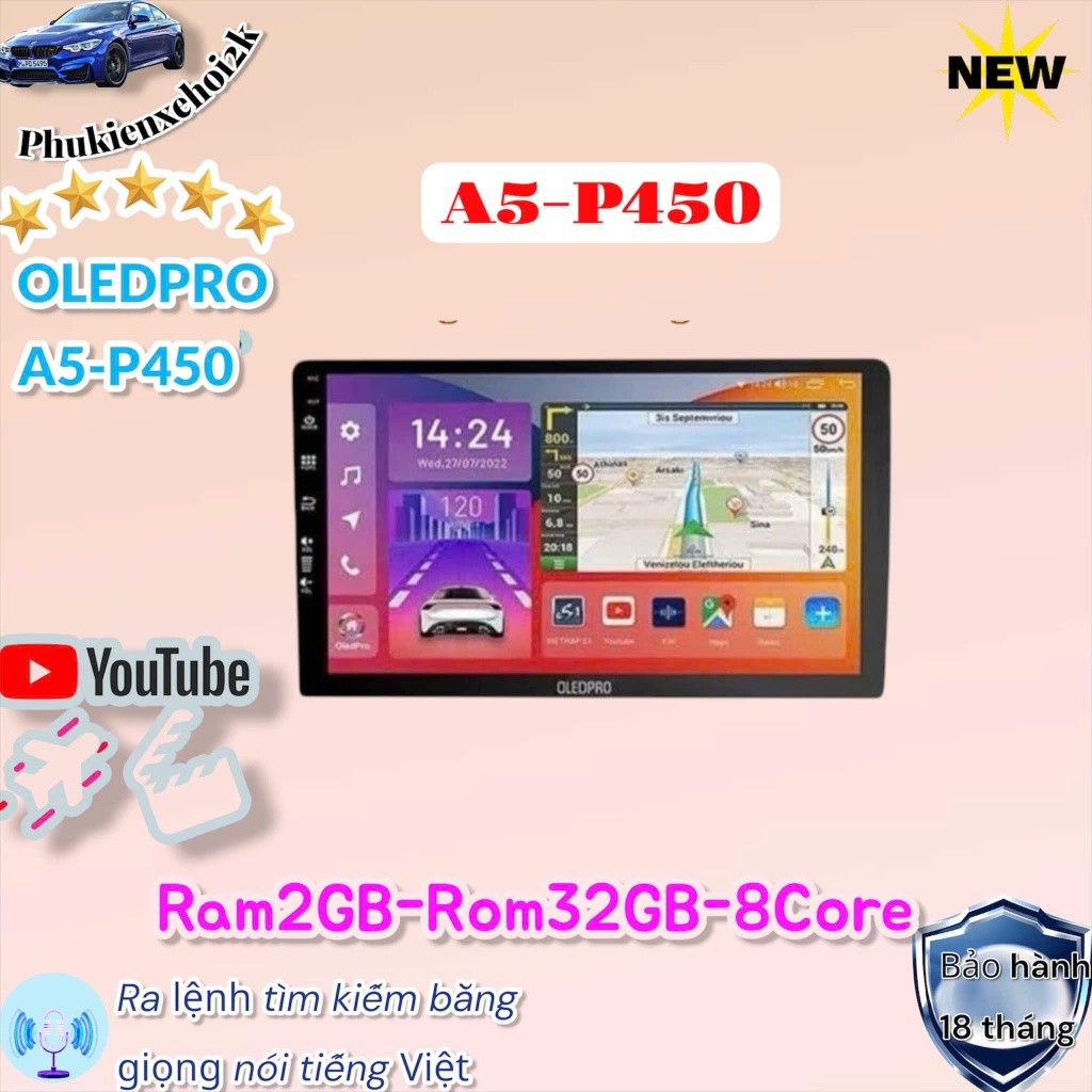 Màn hình Android OLEDPRO A5  ram 2x64x8 2025, Ram 2GB - Rom 64GB - 8 Core, Mẫu mới có quạt tản nhiệt