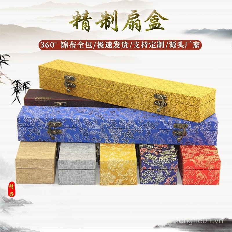 Good Master Fan Box 33cm.Cm.Rice Giấy Gấp Hộp Quạt Quà Tặng Thổ Cẩm Hộp Quạt Bao Bì Gỗ Gụ Fan Box FB