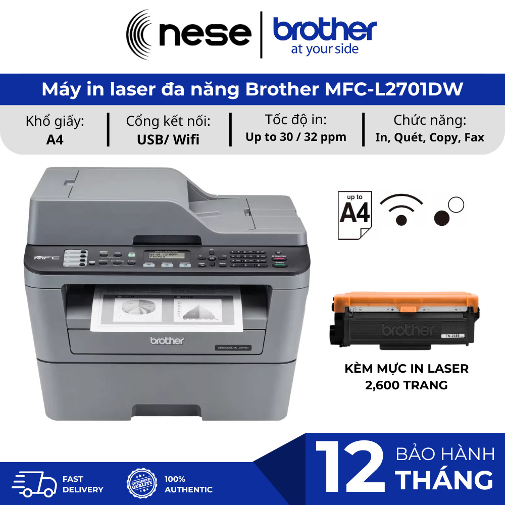 Máy in laser đa năng Brother MFC-L2701DW