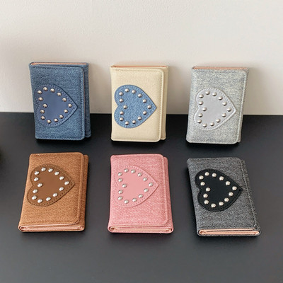 Ví nữ có thể gập lại lấy cảm hứng từ Denim hợp thời trang Ví đựng thẻ đa năng dung lượng lớn Ví đựng tiền mặt