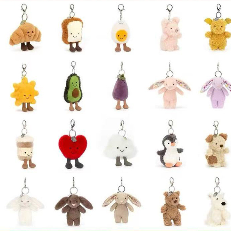 Mặt dây chuyền Jellycat Ba tiêu chuẩn hoàn chỉnh với con dấu thép Barcelo Bear Cà tím Croissant Tất 