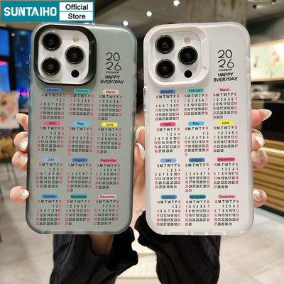 Ốp Điện Thoại Suntaiho Thanh Lịch 2026 Màu Xám Lịch Trong Suốt Mờ Mềm Cao Cấp Chống Sốc Cho iPhone 11 12 13 14 15 16 17 Pro Max IP 7 8 Plus Iphon X XS XR