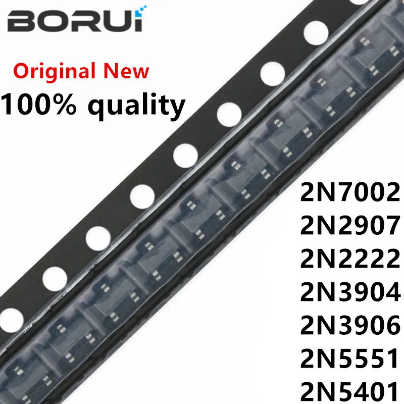100 CHIẾC 2N7002LT1G 2N7002 SOT-23 SMD 702 MMBT2907A 2F 2N222 1P 2N3904 1AM 2N3906 2A 2N5551 G1 2N54