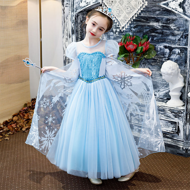Frozen 2 Đầm Công Chúa Dài Tay Bé Gái Aisha Aisha Quần Áo Trẻ Em Bé elsa Đầm Dài 51205