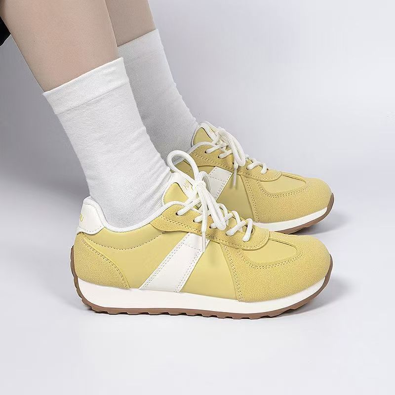 HUANQIU Giày German Trainer Nữ - Mới, Phong Cách Cũ, Đa Dụng, Giày Thời Trang