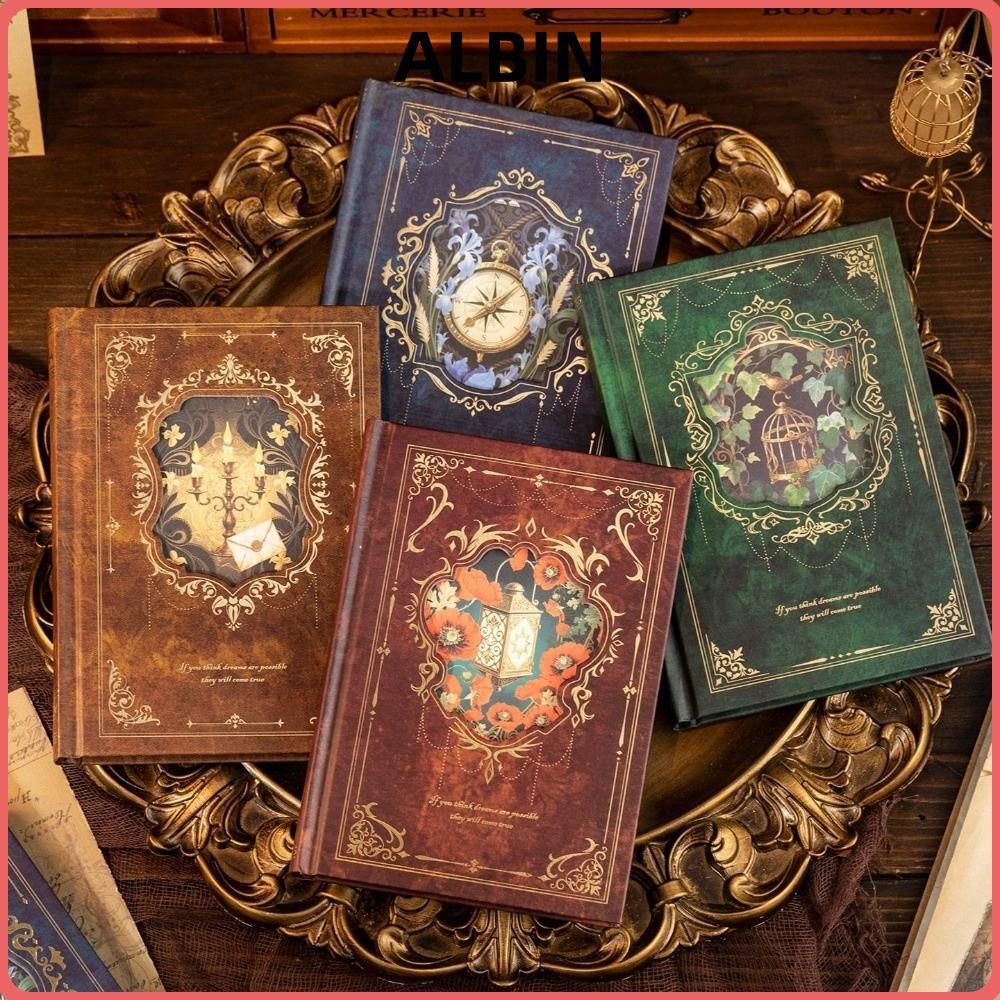 ALBIN Nhật Ký A6, 192 Tờ DIY A6 Bìa Cứng Sổ Tay, Retro Thế Kỷ Thánh Ca Series Thêu Sò Tạp Chí Notebo