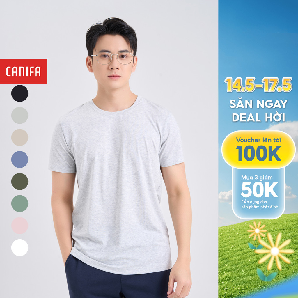 Áo phông nam CANIFA cộc tay cổ tròn basic 8TS25A002