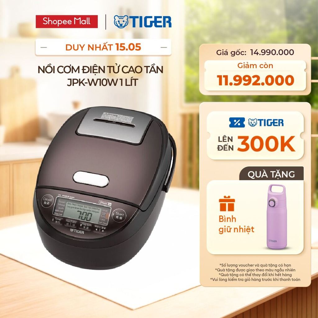 Nồi Cơm Điện Tử Cao Tần Tiger JPK-W10W 1 lít - Hàng chính hãng