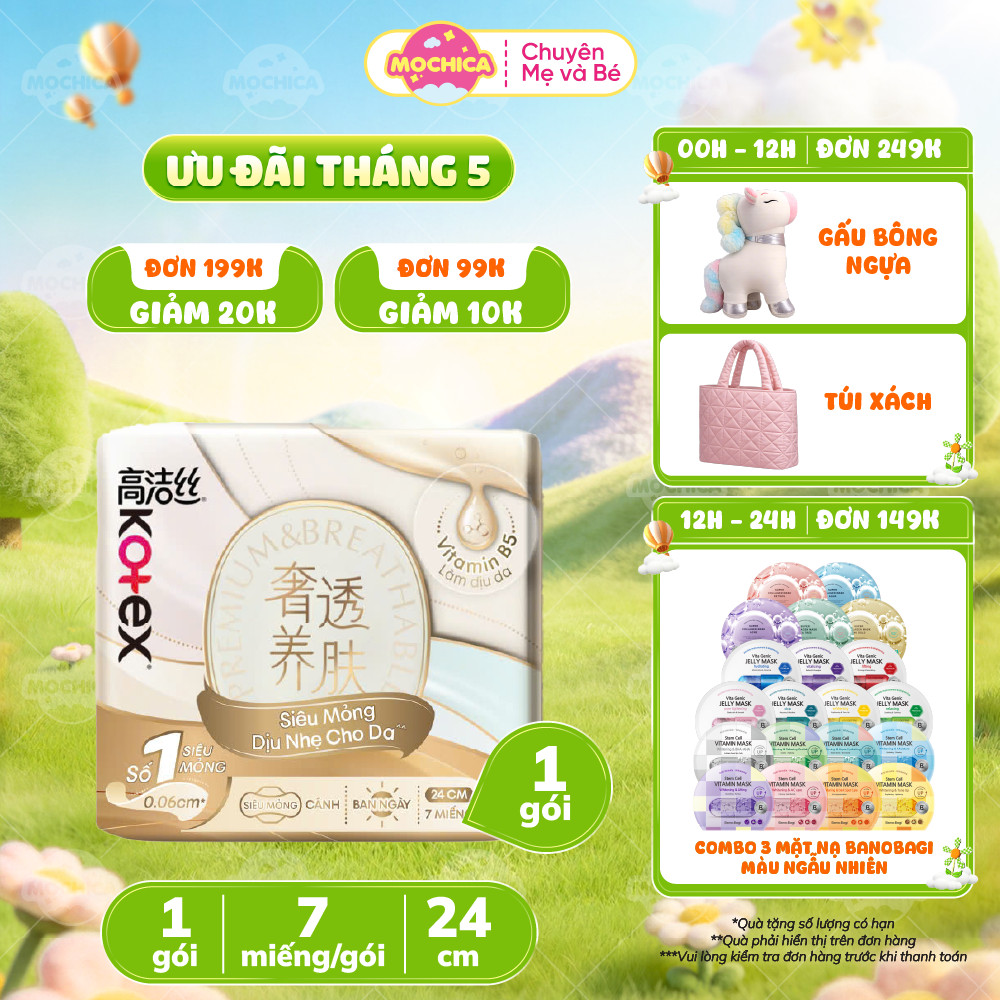 Băng Vệ Sinh Kotex Cicada Siêu Mỏng Cánh 24cm 7 miếng_Mochica