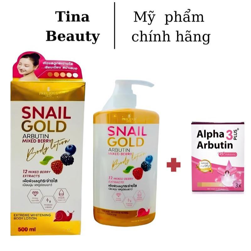 sufur Kem Body Snail Gold Arbutin Mixed Berry Body Lotion 500ml Thái Lan