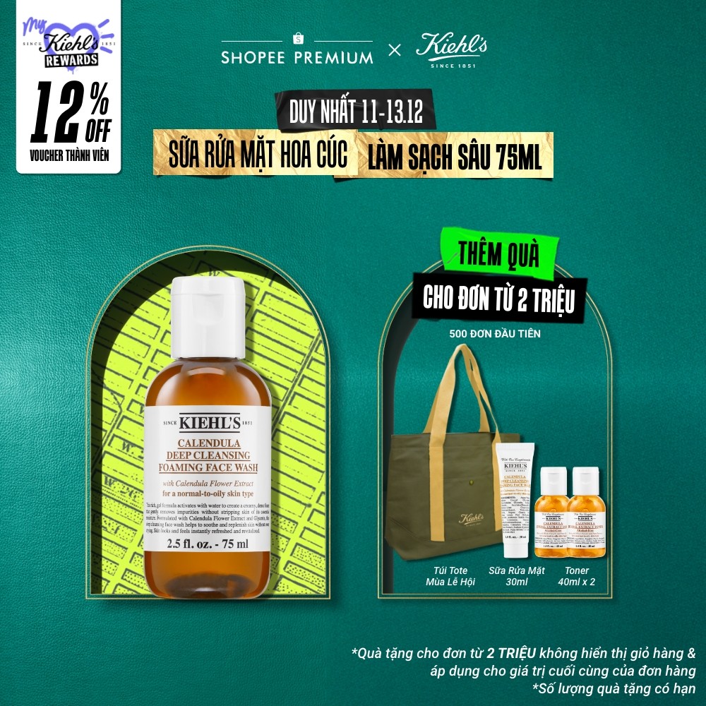 Sữa rửa mặt hoa cúc Kiehl's Calendula Deep Cleansing Foaming Face Wash 75ml