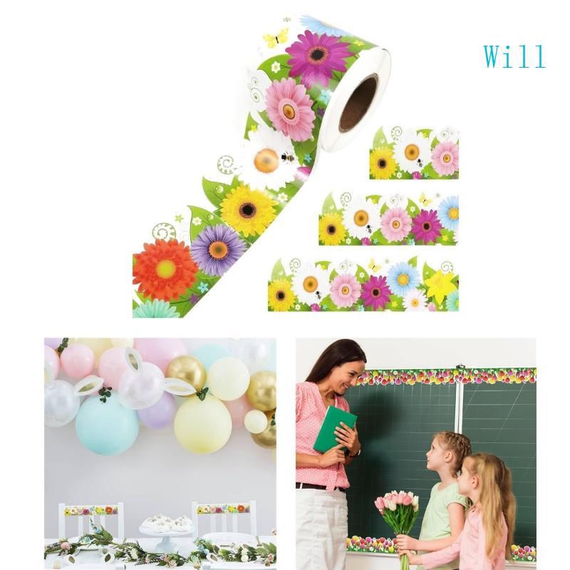 Will Flower Bulletin Board Border Scalloped Border Sticker Bulletin Border Trimmer