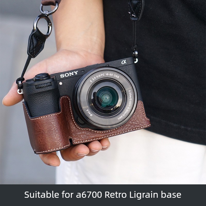 Thích hợp cho vỏ bảo vệ sony A6700 a6400 Túi đựng máy ảnh A6100 Vỏ da giả A6300 Micro Vỏ máy ảnh son