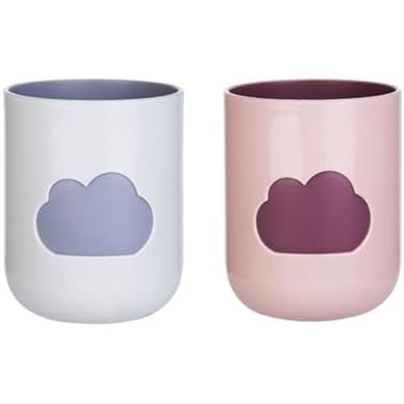 amp;Stars Couple Toothbrush Cup 2Pcs,13.5ozTwo-Color Thickened Drinking Mug,Exquisite Toothbrush Hol