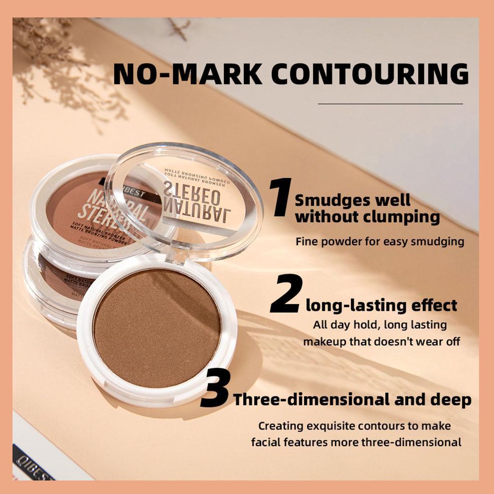 Qibest Matte Contouring Bronzer Powder Mỹ phẩm lâu trôi Contour Facial Powder Natural J1i5