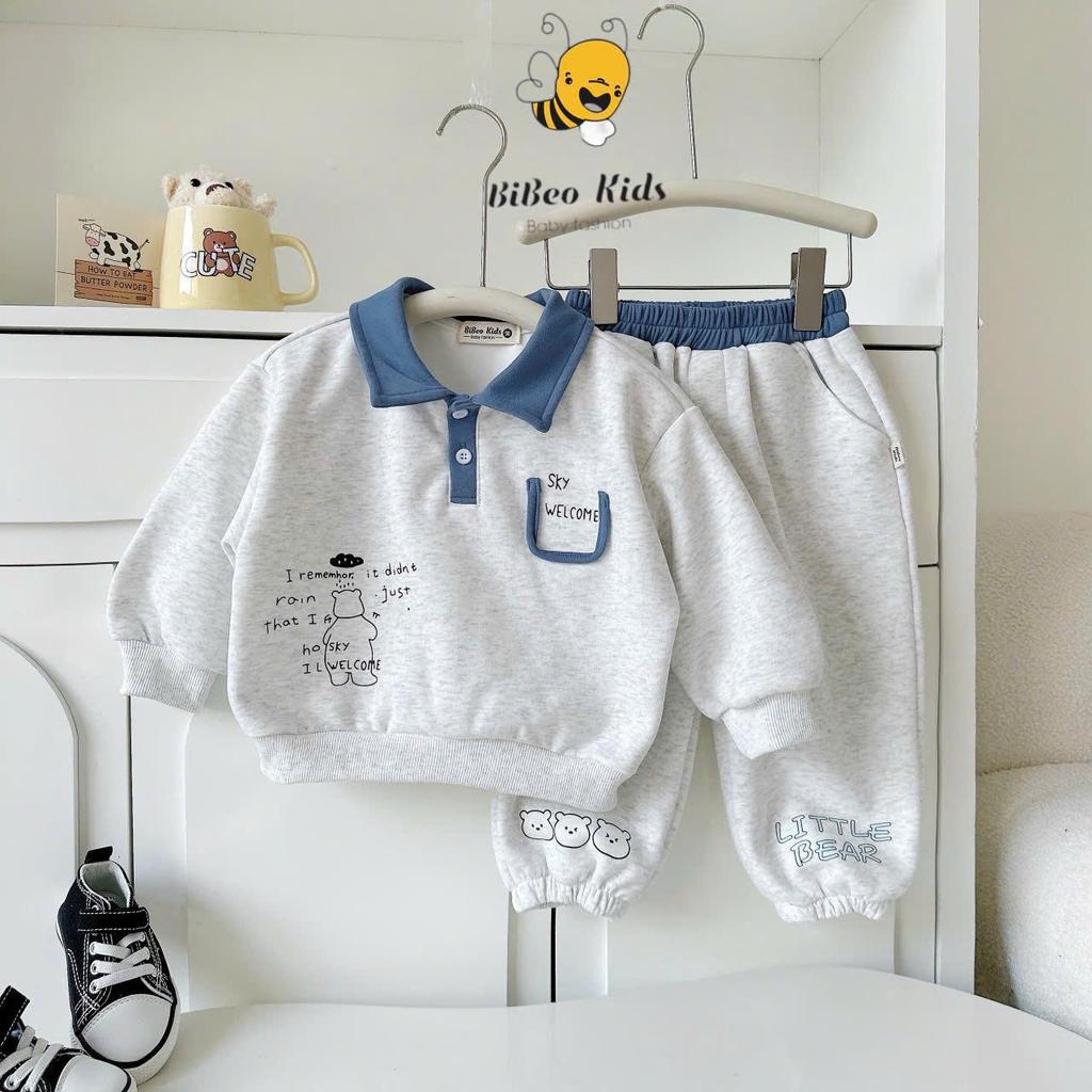 [BiBeo Kids] Bộ Quần Áo POLO THU ĐÔNG BỘ SKY LINE cho bé trai ,Bộ quần áo dài tay cho bé