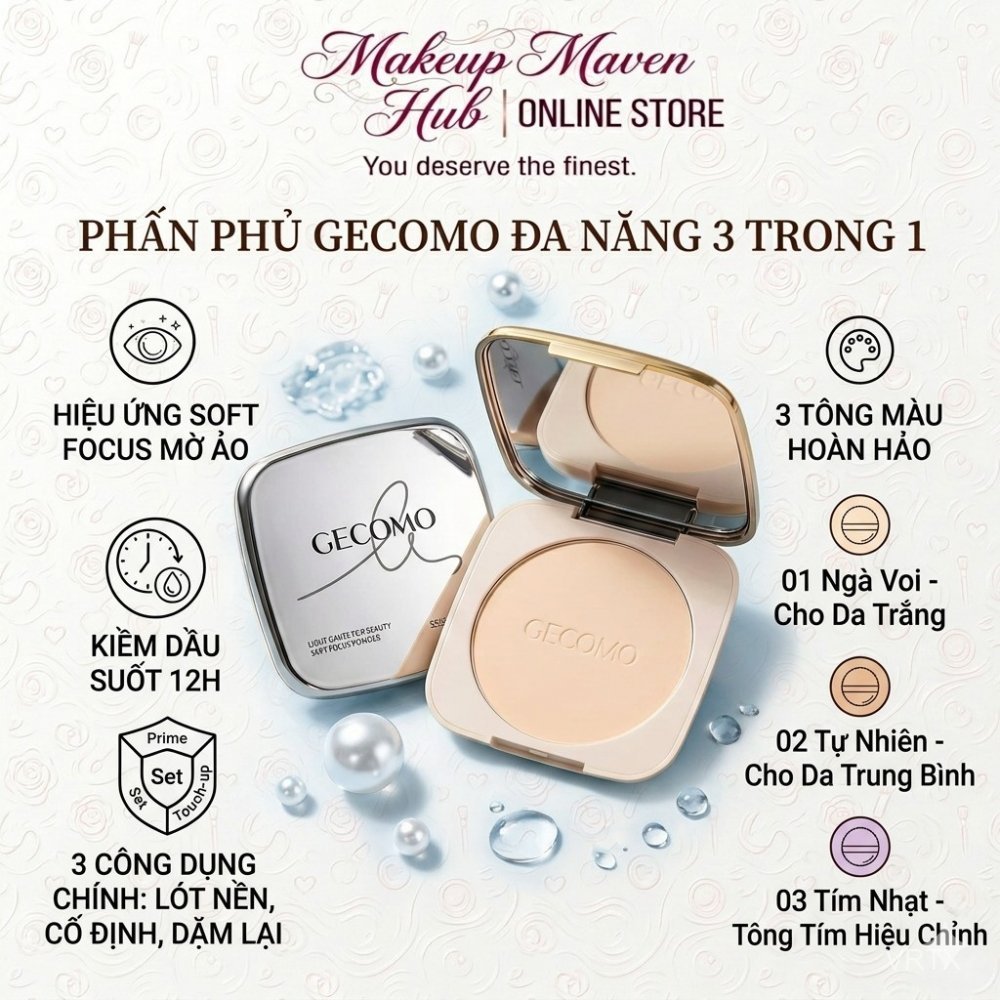 "Phấn phủ kiềm dầu GECOMO chống lộn xộn
