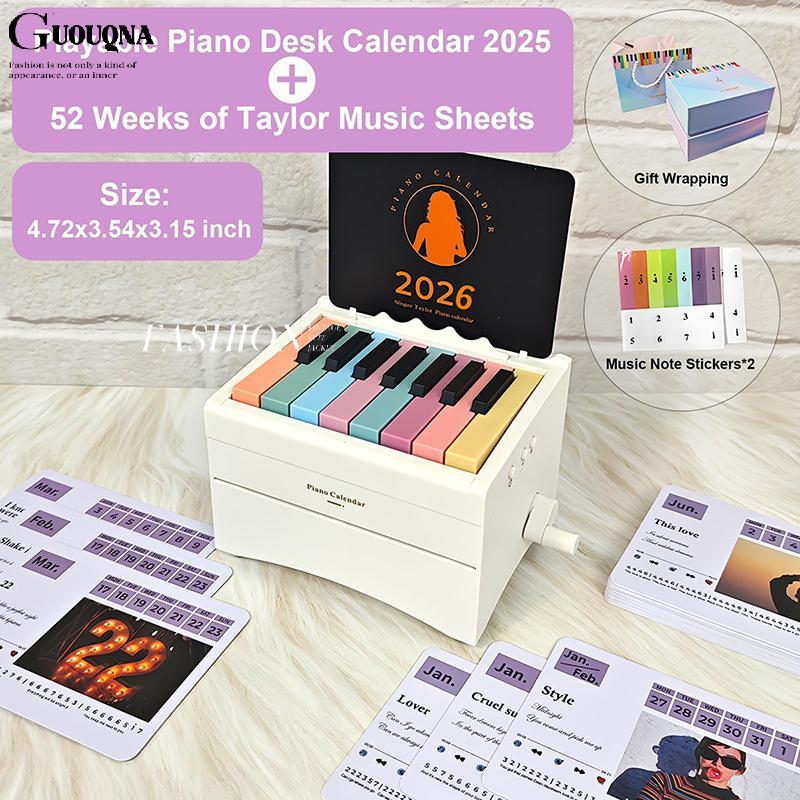 GUOUQNA Lịch Đàn Piano 2026 Lịch Để Bàn Đàn Piano Có Thể Chơi Được, Lịch Đàn Piano Mini Swift Với 52