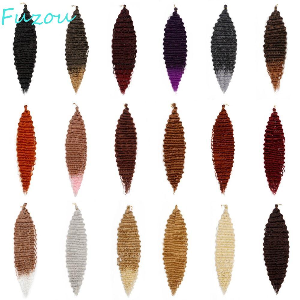 FUJIOU Deep Wave Crochet Hair, Ombre Afro Curls Passion Twist Braid Hair Extension, Deep Twist Braid