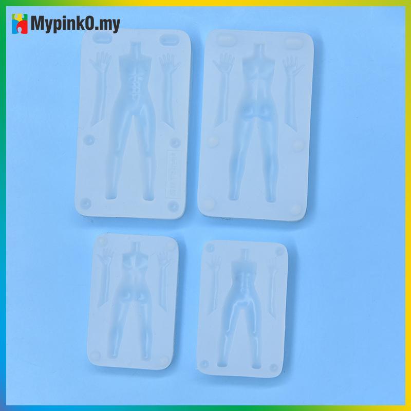 Mypink 1 Bộ Đất Sét Polymer Nam Búp Bê Cơ Thể Torso Khuôn Silicon Fondant / Nhựa Đất Sét DIY Búp Bê 
