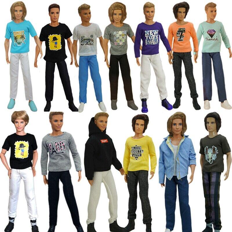 Nhiều Màu 1 / 6 Quần Áo Búp Bê Cho Ken Boy Búp Bê Trang Phục Áo Thun Áo Vest Áo Khoác Quần Cho Barbi