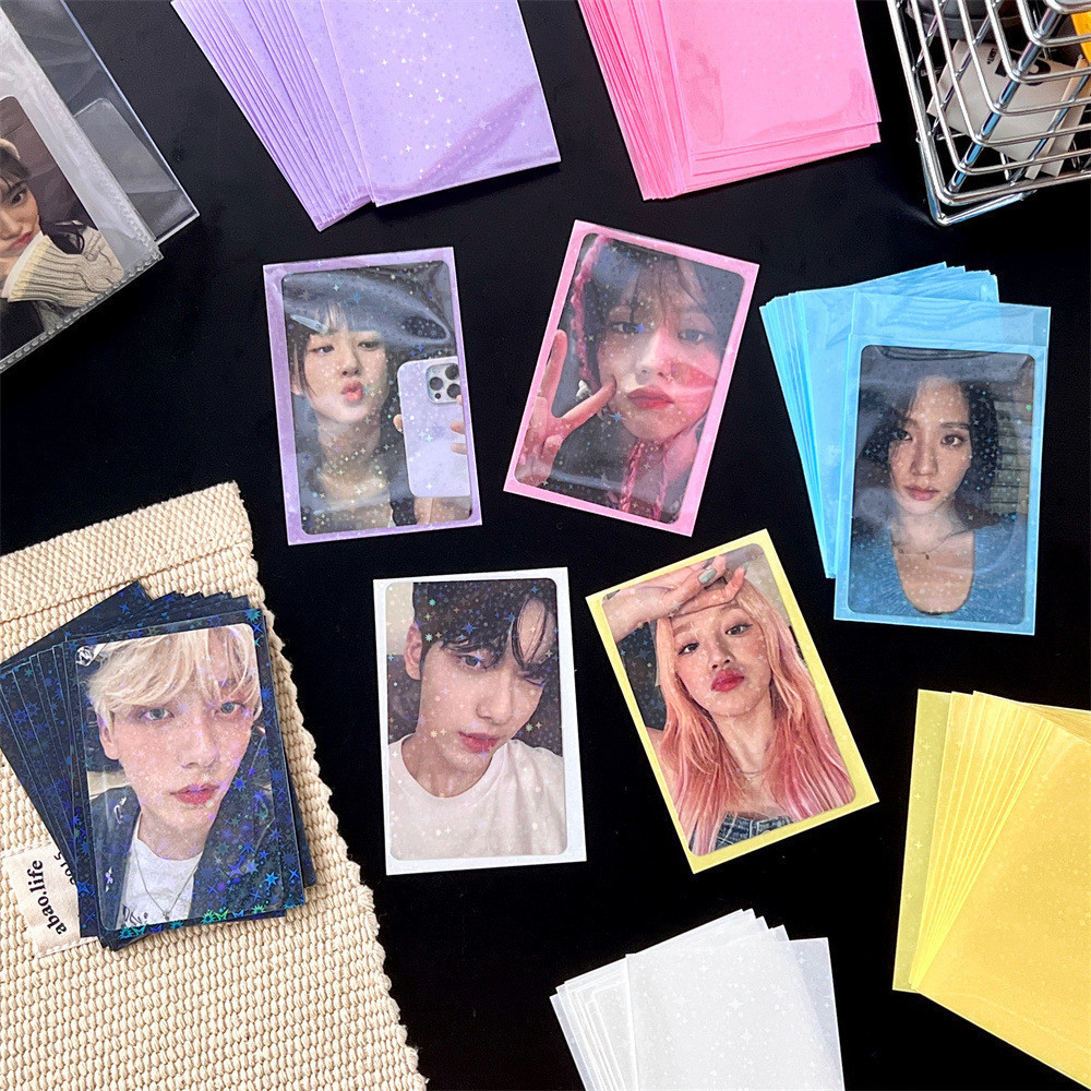 Ins Style Double Layer Macaron Clear Card Sleeves, Minimalist Kpop Photocard Storage Display Protect