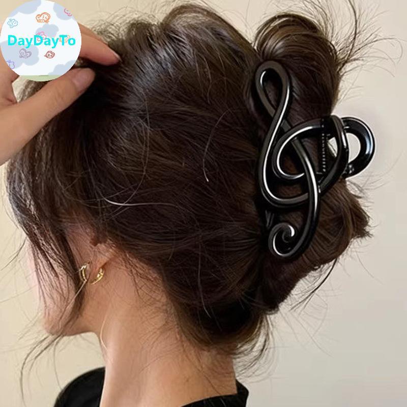 DayDayTo Mobius Strip Da Báo Vuốt Tóc Kẹp Âm Nhạc Lớn Hình Ghi Chú Mạnh Giữ Chống Trượt Kẹp Tóc Để M