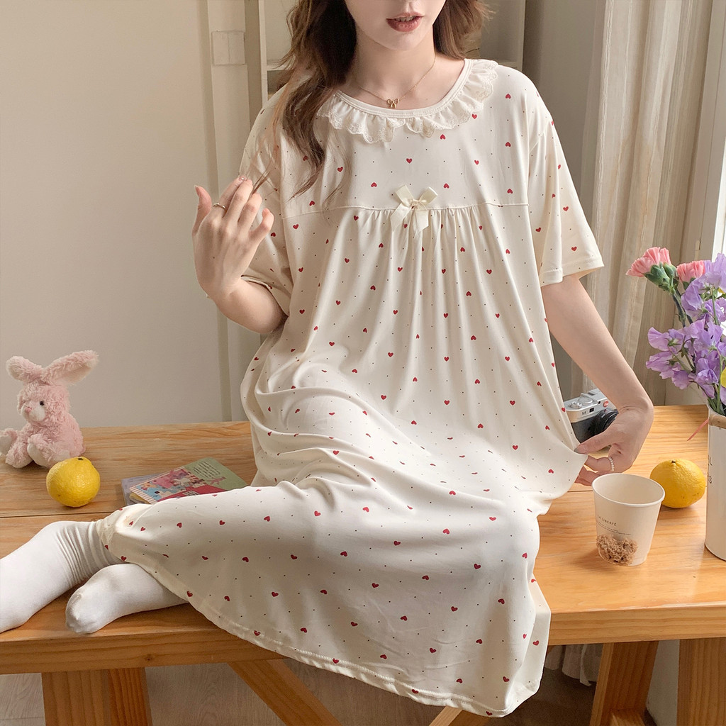 Váy ngủ Cotton Tencel dáng rộng mùa hè Plus Size Bộ đồ ngủ hợp thời trang