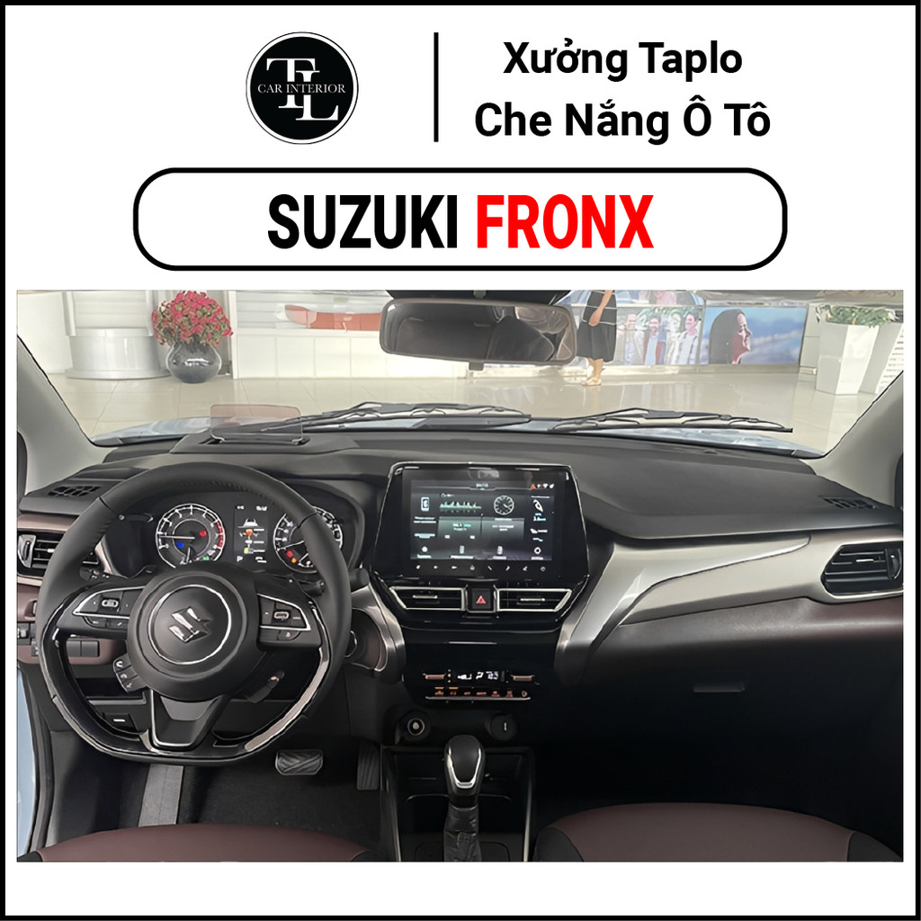 Thảm taplo SUZUKI FRONX, thảm taplo che nắng da carbon, da vân gỗ, nhung cừu cao cấp, chuẩn form