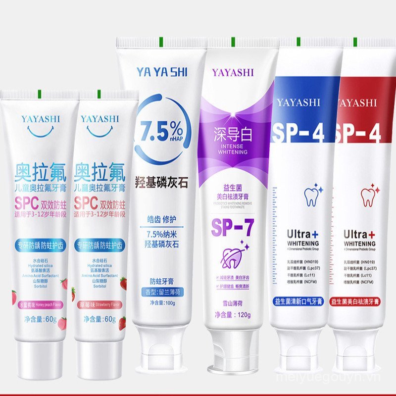 Kem Đánh Răng Yayashi SP-4 SP-7 Làm Trắng Sâu 7.5% Hydroxyapatite Ora Fluoride Kem Đánh Răng Trẻ Em
