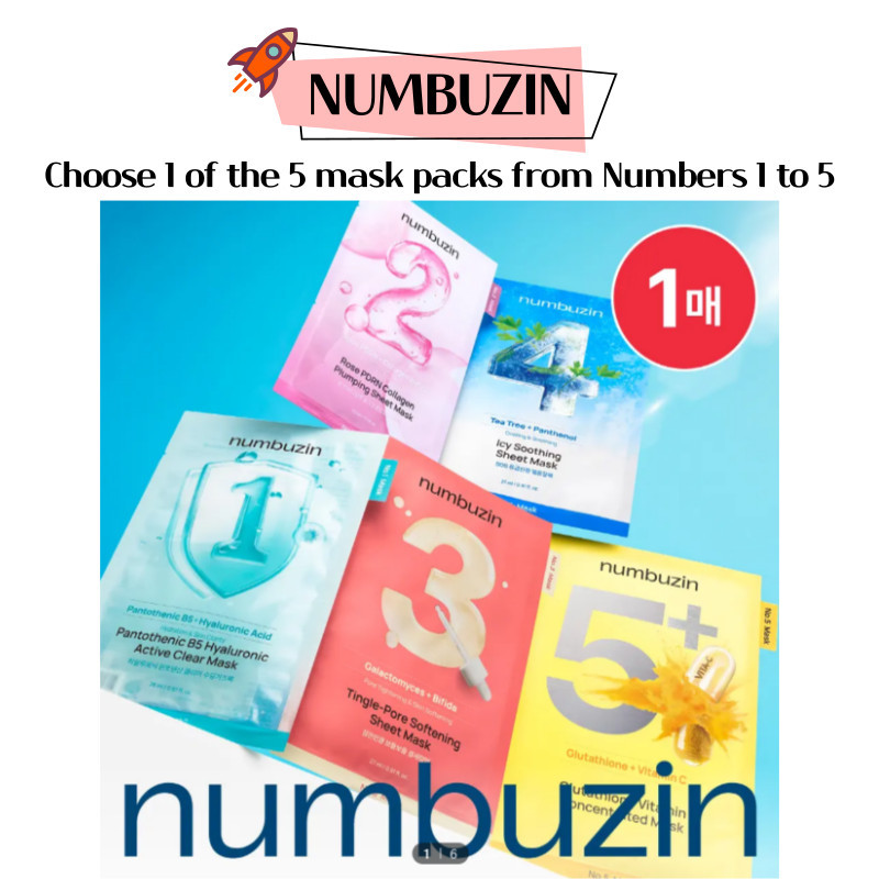 NUMBUZIN Choose 1 of the 5 mask packs from Numbers 1 to 5