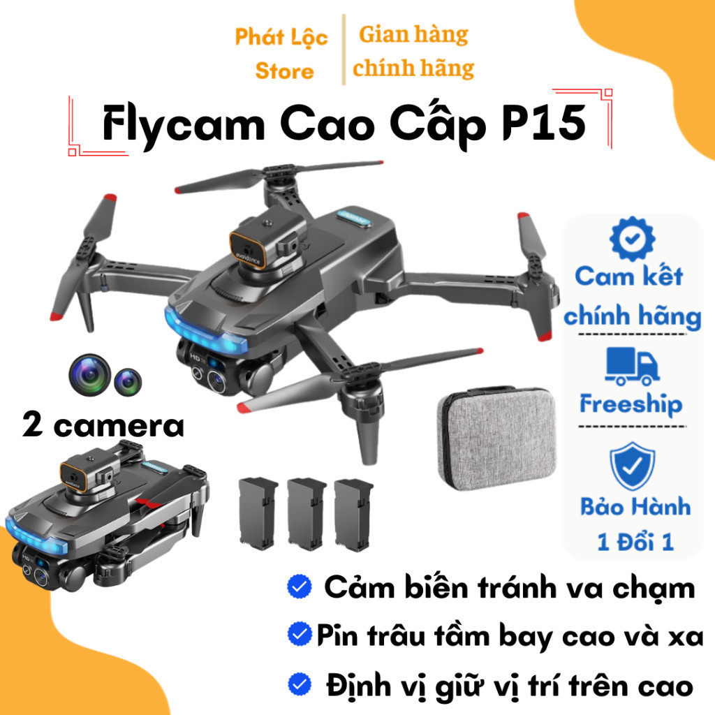 Fly cam Giá Rẻ Drone P14 Pro Max, Flycam P15 Play Camera Pin 2000mAh bay 20 Phút, Cảm Biến 4 Chiều, 