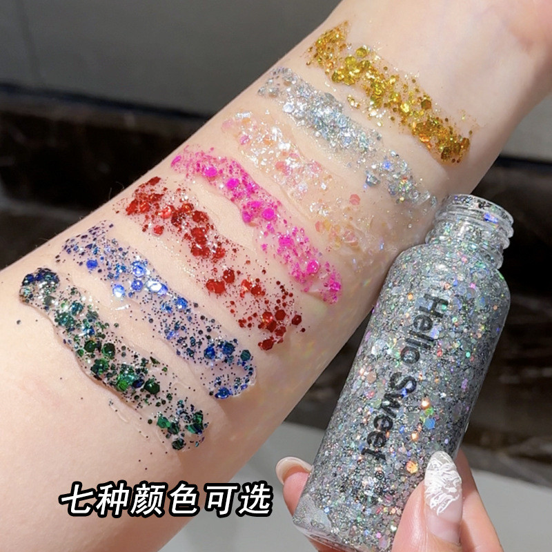 Hello Sweet Hair Glitter Gel Trang điểm sân khấu Tạo kiểu tóc lấp lánh lấp lánh lấp lánh Sequin lỏng
