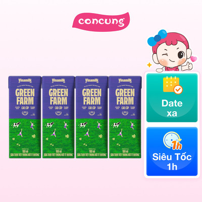 Thùng Sữa tươi tiệt trùng Vinamilk Green Farm rất ít đường 180ml (lốc 4 hộp)