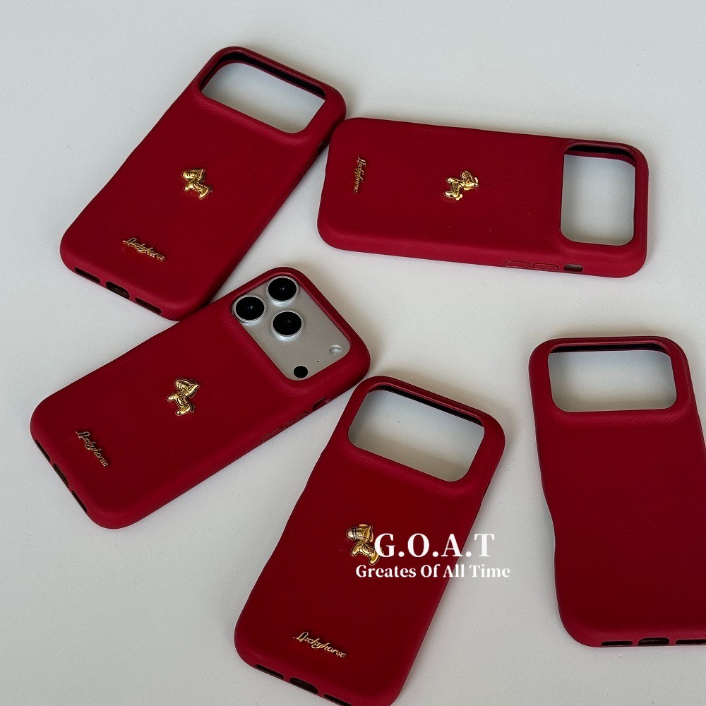 G.O.A.T Sáng Tạo Vỏ Da Đỏ Tương Thích Cho iPhone 17 Pro max iPhone 17 16 15 14 Pro iPhone 17 Chống R