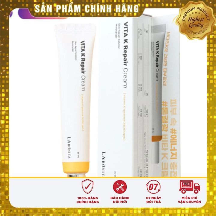 Kem Dưỡng La Bonita Vita K Repair Cream 30ml [Vitamin K] – Phục Hồi Da Sau Peel