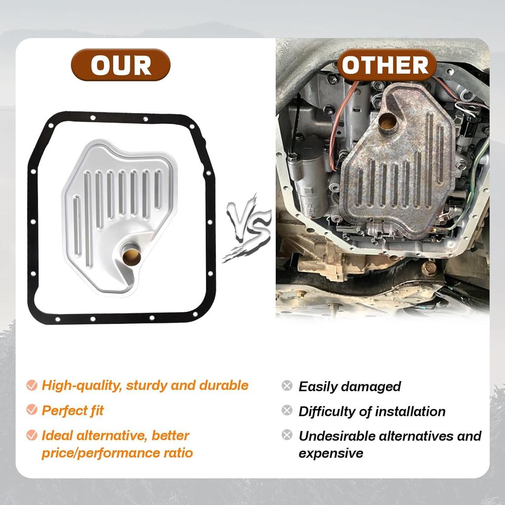 Bộ lọc truyền động 4R70W 4R75W 4R75E có bộ đệm Tương thích với 1994-2010 F-150, 1996-2004 M-ustang, 1997-2006 E-xpedition, Thay thế OE # FT105, F6AZ7A098A, 58955
