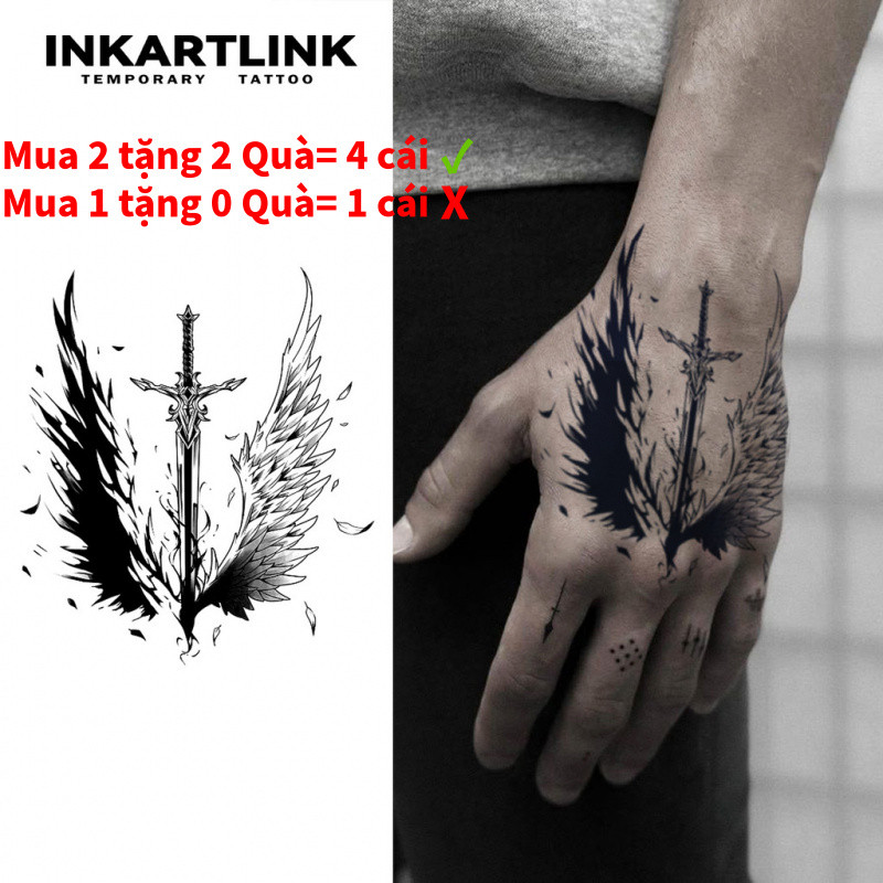 Miếng dán hình xăm tạm thời thanh kiếm, hình xăm ma thuật lâu trôi không thấm nước, kéo dài đến 15 n